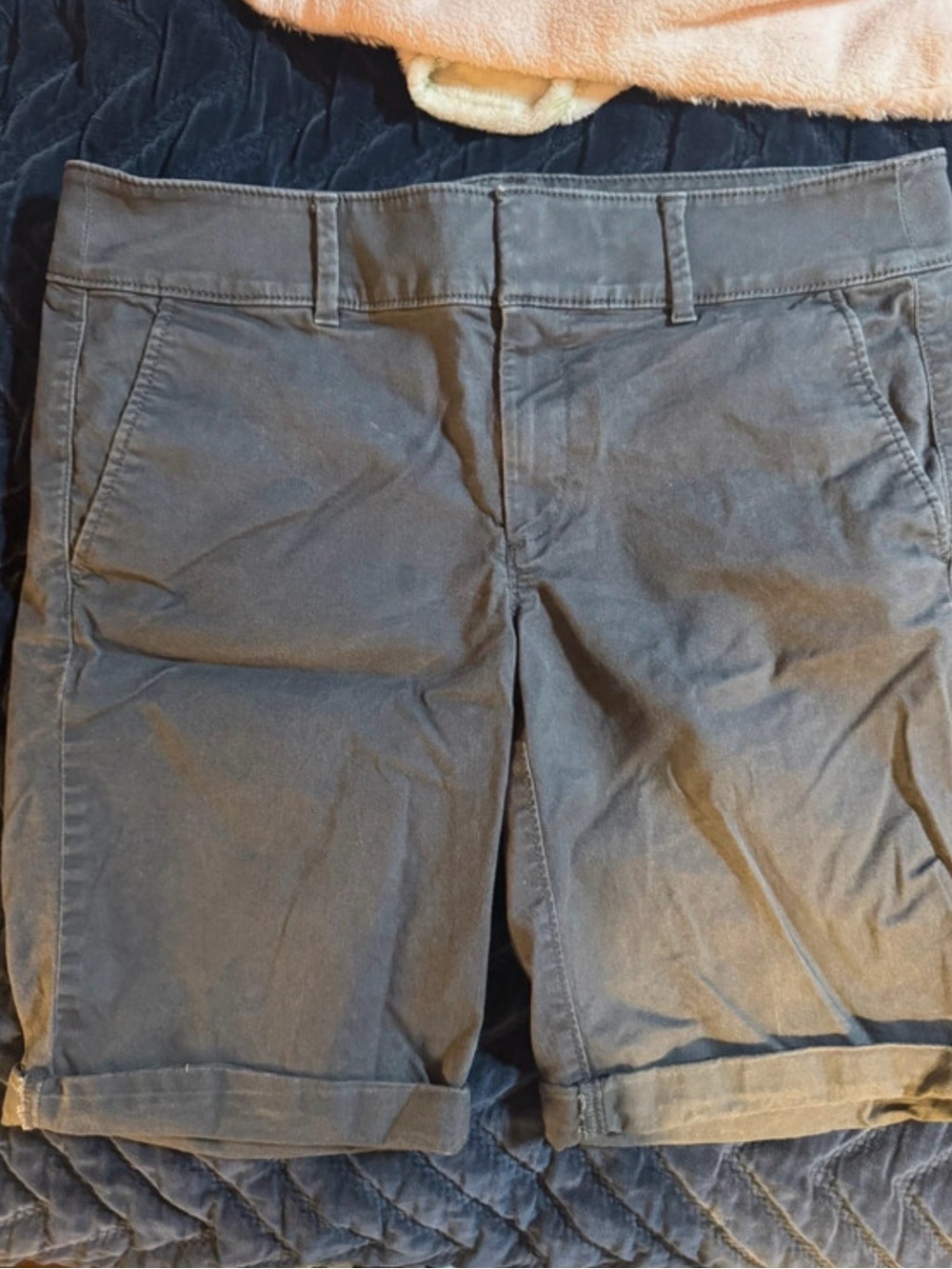 LOFT Women's Rolled Cuff Bermuda Shorts in Charcoal